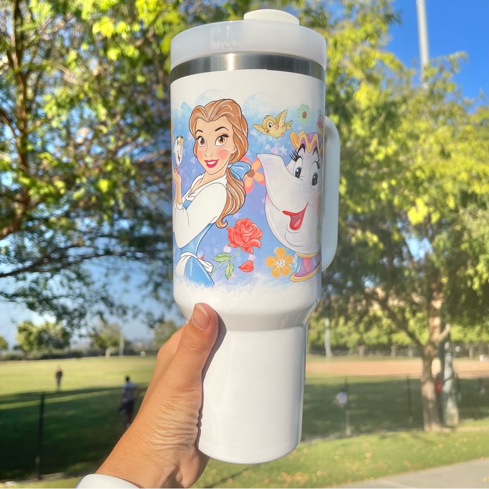 Custom 40 oz Tumbler Disney Beauty and the Beast Belle Brand new double… - Picture 9 of 10